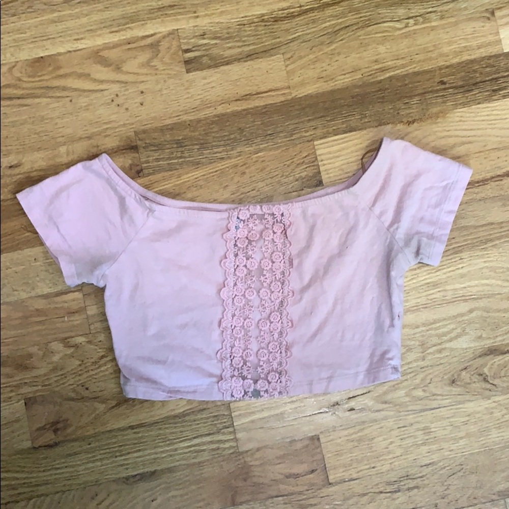 Pink Lace Front Crop Top